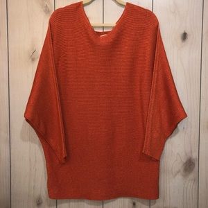 Chico’s Shimmery Orange Oversized Batwing Tunic